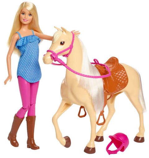 Barbie Doll & Horse Playset, Blonde Hair With Riding Accessories