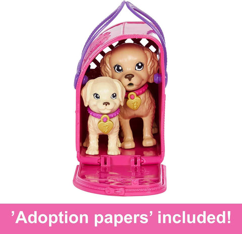 Barbie Doll And Accessories Pup Adoption Playset With Doll, 2 Puppies And Color-Change