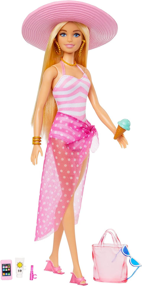 Barbie Doll Blonde With Swimsuit And Beach-Themed Accessories