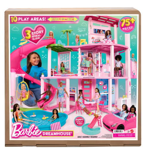 Barbie Dreamhouse, 75+ Pieces, Pool Party Doll House With 3 Story Slide