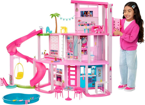 Barbie Dreamhouse, 75+ Pieces, Pool Party Doll House With 3 Story Slide