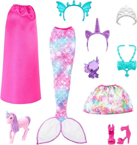 Barbie Doll And Fantasy Pets Dress-Up Doll, Mermaid Tail And Skirt