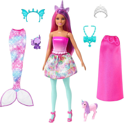 Barbie Doll And Fantasy Pets Dress-Up Doll, Mermaid Tail And Skirt