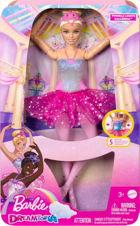 Barbie Dreamtopia Twinkle Lights Ballerina Doll, Blonde With Light-Up Feature Wearing Headband & Tutu