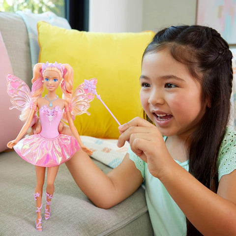 Barbie Fantasy Fairy Doll With Color-Change Wings And Outfit, Includes Wand With Sponge & Fashion Accessories