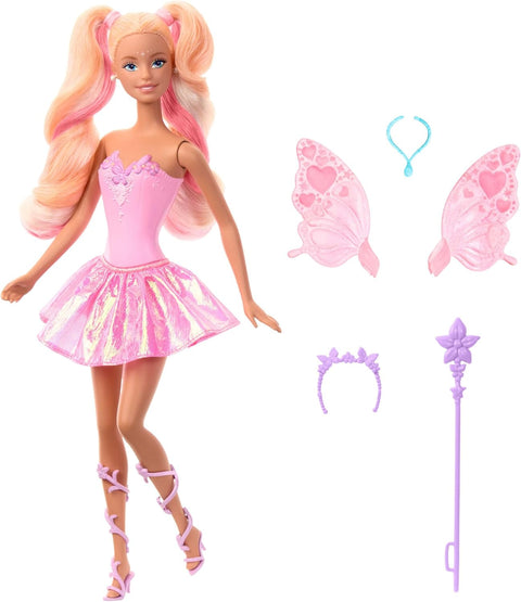 Barbie Fantasy Fairy Doll With Color-Change Wings And Outfit, Includes Wand With Sponge & Fashion Accessories