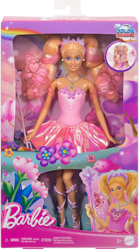 Barbie Fantasy Fairy Doll With Color-Change Wings And Outfit, Includes Wand With Sponge & Fashion Accessories