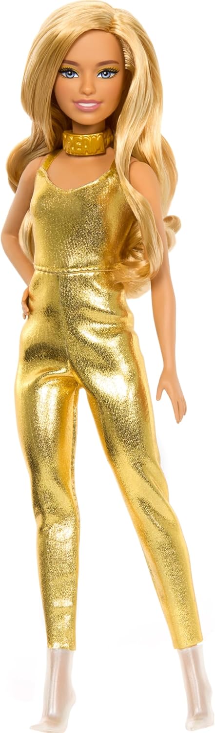 Barbie 65Th Anniversary Fashionistas Doll #222, Petite With Blonde Wavy Hair, Golden Jumpsuit