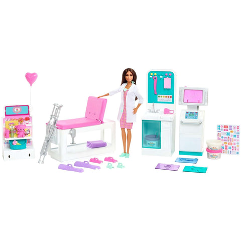 Barbie Fast Cast Clinic Playset with Brunette Barbie Doctor Doll