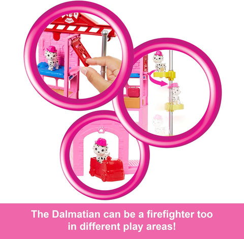 Barbie Firefighter Playset With Blonde Fashion Doll, Fire Station, 2 Pets & 10+ Accessories