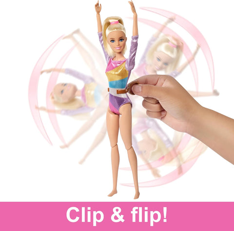 Barbie Gymnastics Playset With Blonde Fashion Doll, Balance Beam, 10+ Accessories & Flip Feature