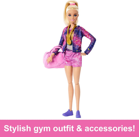 Barbie Gymnastics Playset With Blonde Fashion Doll, Balance Beam, 10+ Accessories & Flip Feature