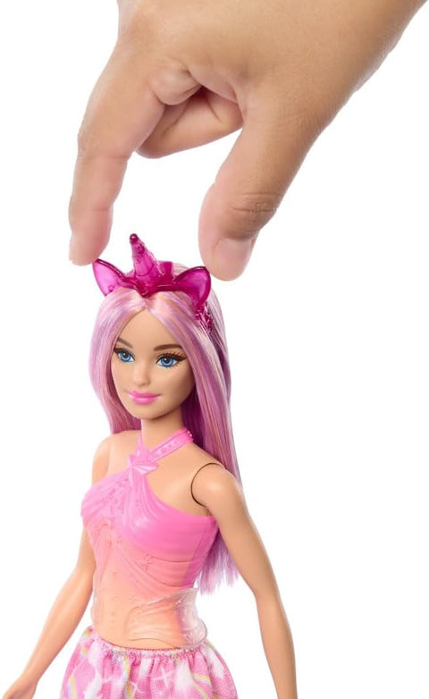 Barbie Unicorn Doll With Pink Hair, Ombre Outfit And Unicorn Accessories HRR13