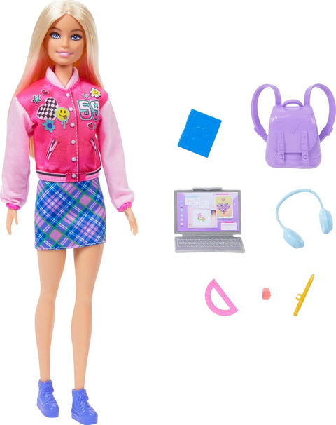 Barbie I Love School With & 7 Accessories, Blonde Fashion Doll Wears Removable Look