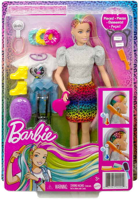 Barbie Leopard Rainbow Hair Doll Blonde