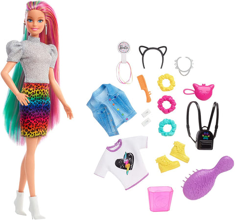 Barbie Leopard Rainbow Hair Doll Blonde