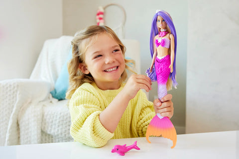 Barbie “Malibu” Mermaid Doll With Color Change Feature, Pet Dolphin And Accessories