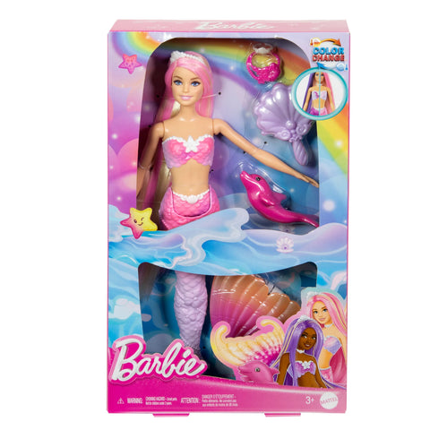 Barbie “Malibu” Mermaid Doll With Color Change Feature, Pet Dolphin And Accessories