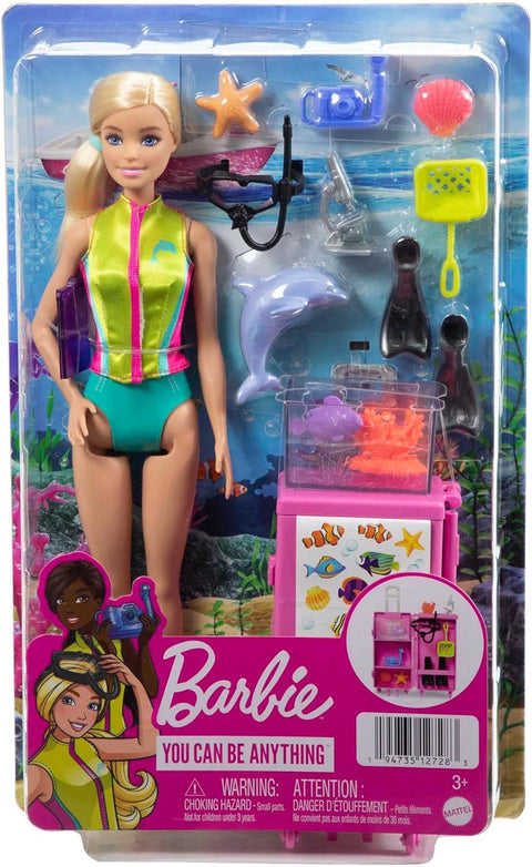 Barbie Marine Biologist Doll And Accessories, Mobile Lab Playset With Blonde Doll And 10+ Pieces