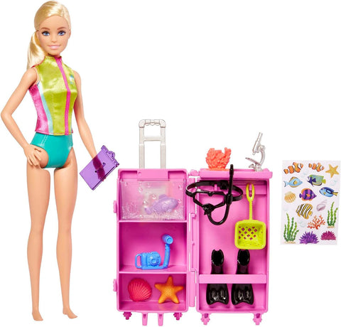 Barbie Marine Biologist Doll And Accessories, Mobile Lab Playset With Blonde Doll And 10+ Pieces