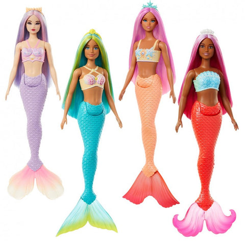 Barbie Mermaid Dolls With Colorful Hair, Tails And Headband Accessories