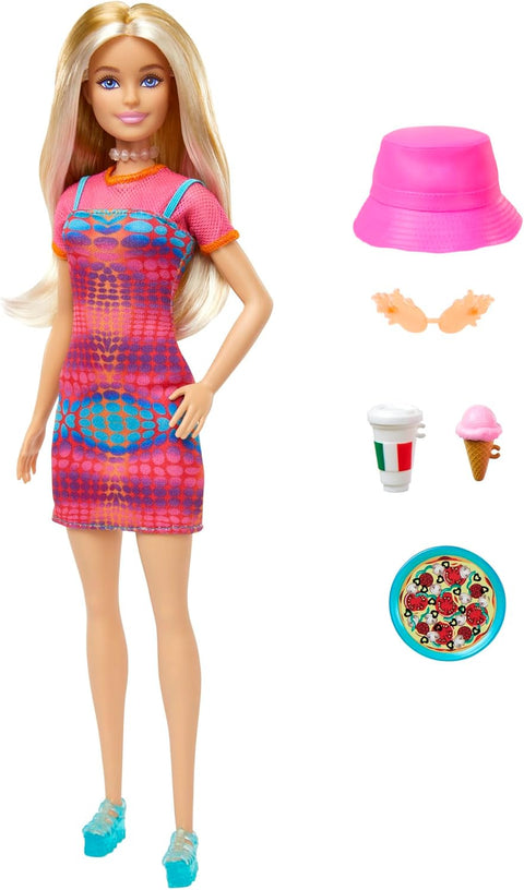 Barbie Pink Passport Italy Doll Set with Clothes & Travel Accessories