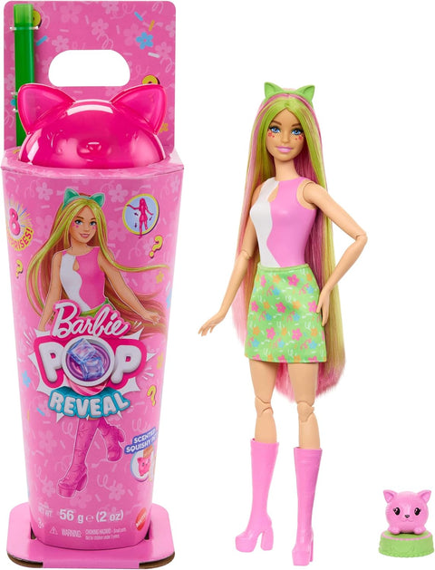 Barbie Pop Reveal Shakes Series Doll & Accessories Set, Scented Cute Kitten Fashion Doll
