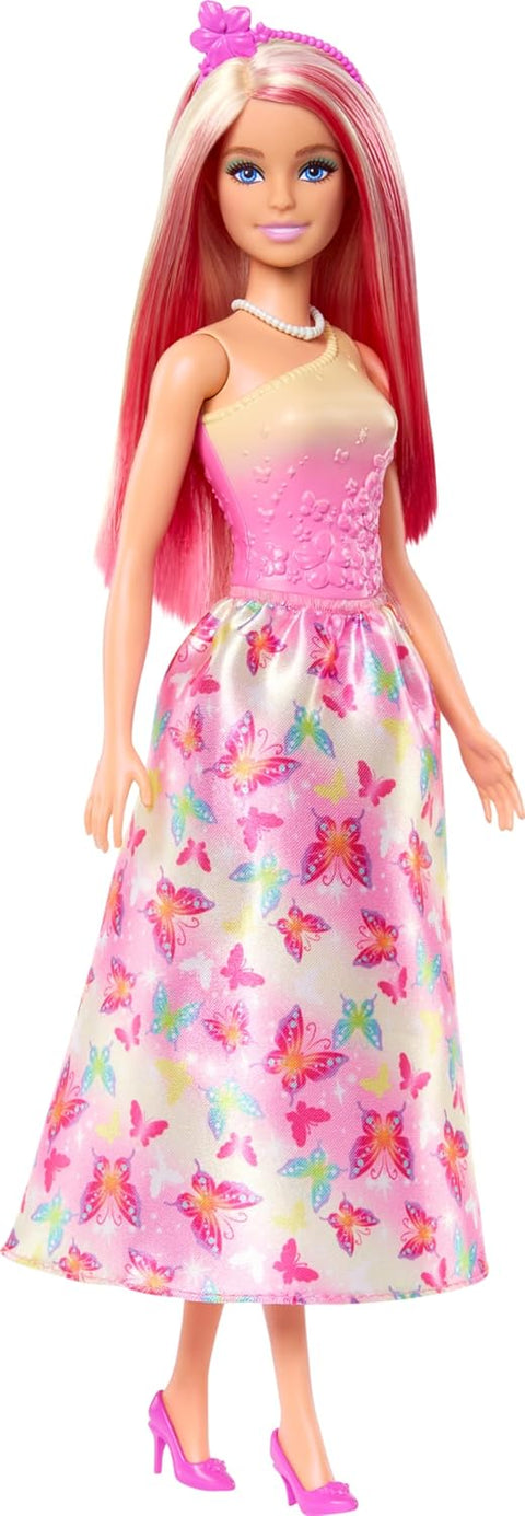 Barbie Royal Doll With Pink And Blonde Hair, Butterfly-Print Skirt And Accessories