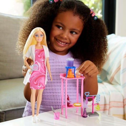 Barbie Scientist Doll And Accessories With Blonde Fashion Doll, Lab Table, & Color-Change Accessories