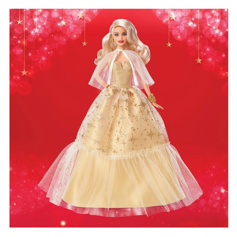 Barbie Signature 2023 Holiday Fashion Doll, Seasonal Collector, Blonde With Gold Gown