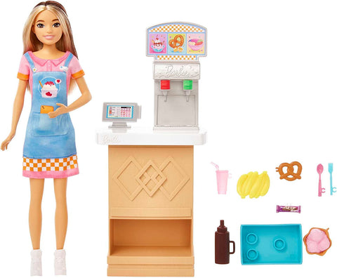 Barbie Skipper Doll and Snack Bar Playset with Color-Change Feature and Accessories, First Jobs