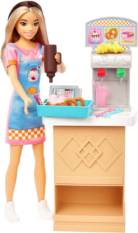 Barbie Skipper Doll and Snack Bar Playset with Color-Change Feature and Accessories, First Jobs