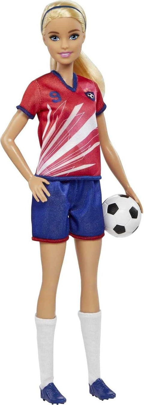 Barbie Soccer Doll, Blonde, #9 Uniform, Soccer Ball, Cleats, Socks