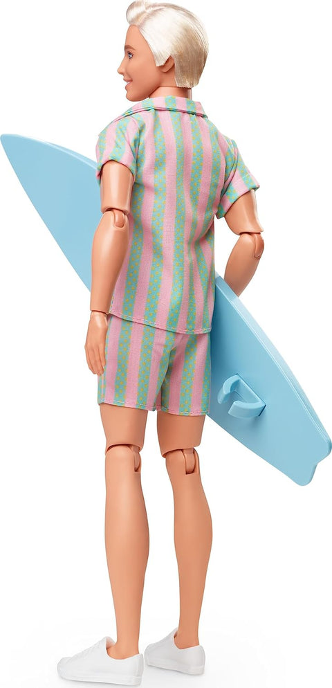 Barbie The Movie Ken Doll Wearing Pastel Striped Beach Matching Set