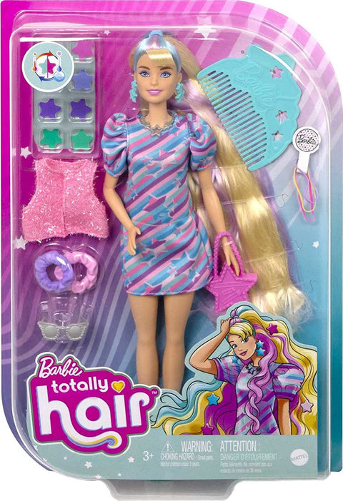 Barbie Totally Hair Star-themed Doll With 15 Accessories, Blonde Hair