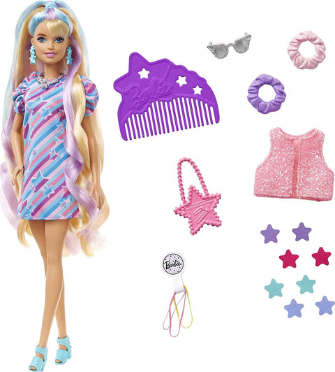 Barbie Totally Hair Star-themed Doll With 15 Accessories, Blonde Hair