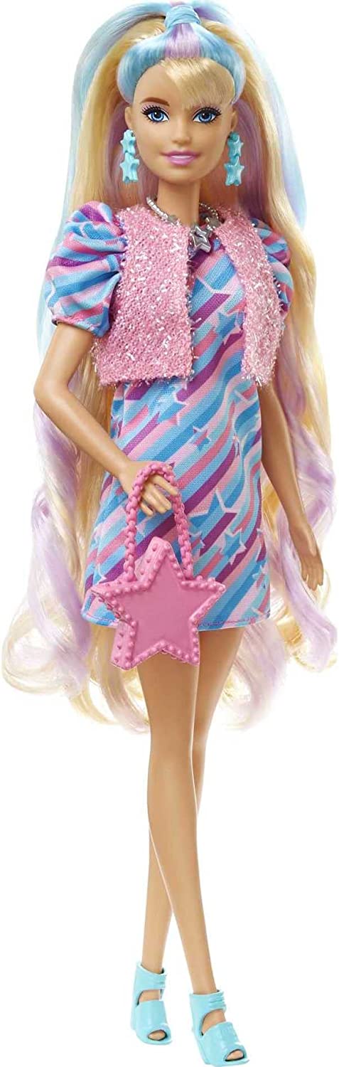 Barbie Totally Hair Star-themed Doll With 15 Accessories, Blonde Hair