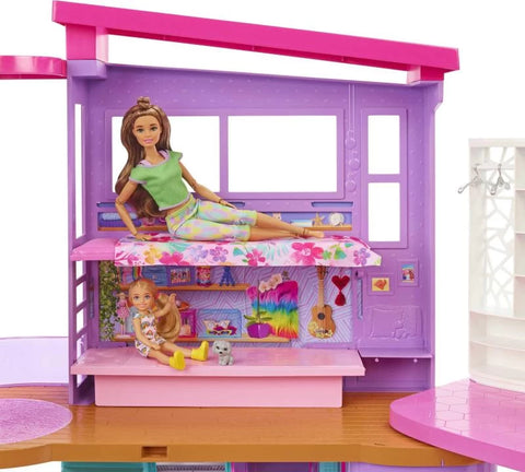 Barbie Vacation Malibu House with 2 Levels, 6 Rooms, Elevator Swing And 30+ Pieces