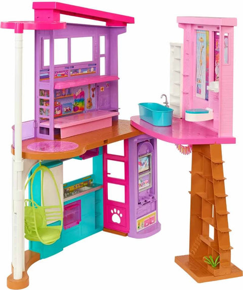 Barbie Vacation Malibu House with 2 Levels, 6 Rooms, Elevator Swing And 30+ Pieces