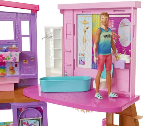 Barbie Vacation Malibu House with 2 Levels, 6 Rooms, Elevator Swing And 30+ Pieces