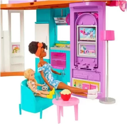 Barbie Vacation Malibu House with 2 Levels, 6 Rooms, Elevator Swing And 30+ Pieces