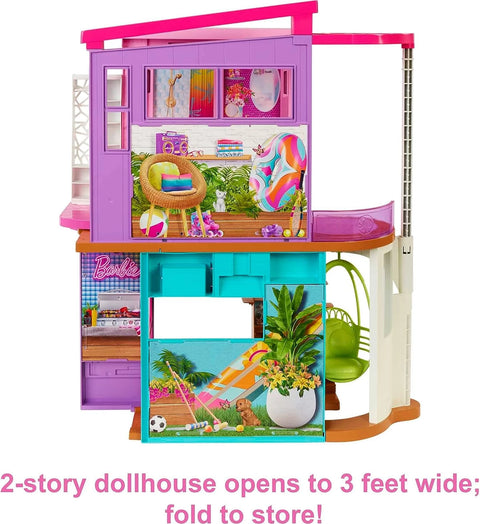 Barbie Vacation Malibu House with 2 Levels, 6 Rooms, Elevator Swing And 30+ Pieces