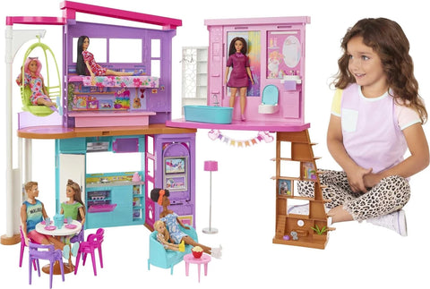 Barbie Vacation Malibu House with 2 Levels, 6 Rooms, Elevator Swing And 30+ Pieces