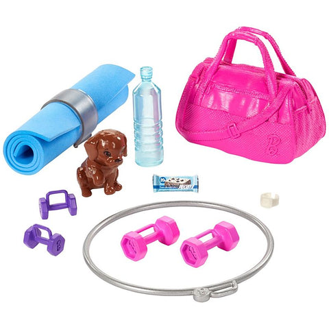 Barbie Wellness Fitness Doll, Gym Doll Red-Haired With Puppy