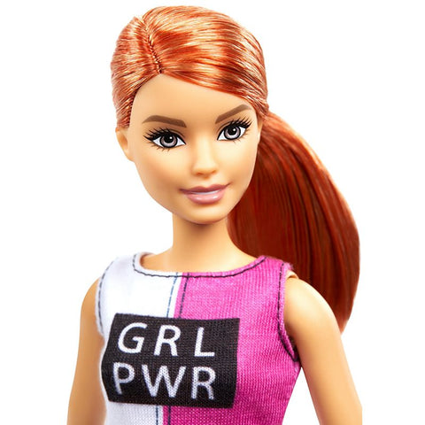 Barbie Wellness Fitness Doll, Gym Doll Red-Haired With Puppy