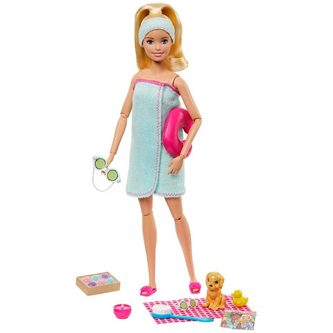 Barbie Wellness Fitness Doll, Spa Doll Blonde With Puppy