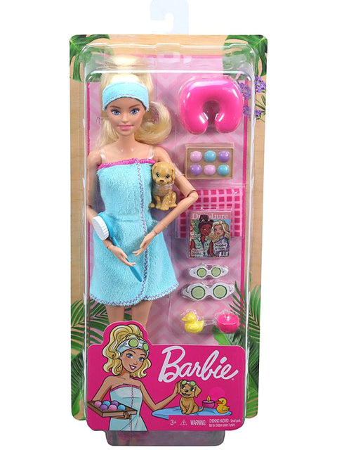 Barbie Wellness Fitness Doll, Spa Doll Blonde With Puppy