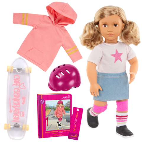 Our Generation Ollie Posable 18" Skateboarder Doll & Storybook