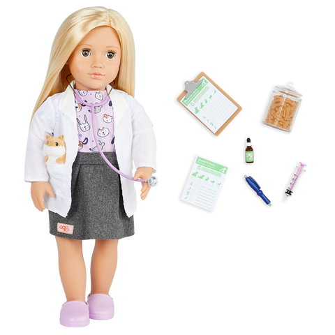 Our Generation Noemie 18" Vet Doll with Plush Hamster Assistant