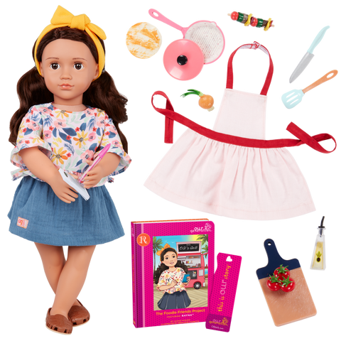 Our Generation Rayna Posable 18" Cooking Doll & Book